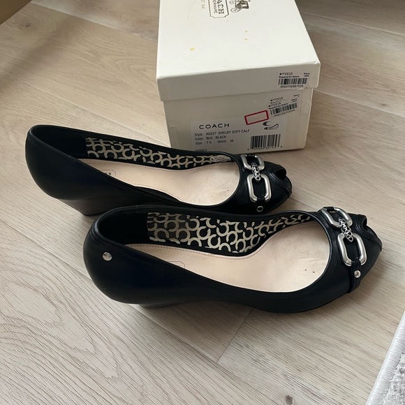 Coach Black Women's Heels with Silver Accents - Picture 1 of 6